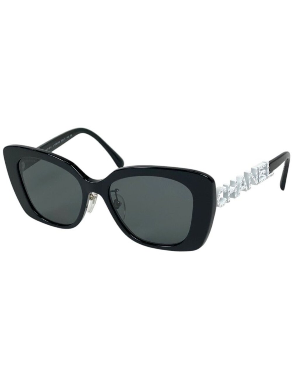 Chanel Sunglasses CC Logo Acetate Rhinestone Black White Eyewear
